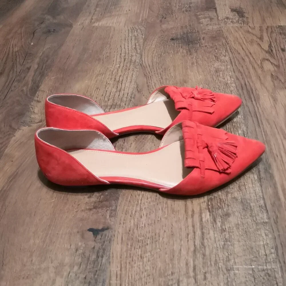 J. Crew‎ d’Orsay Suede Loafer/Flats Red Size 6.5